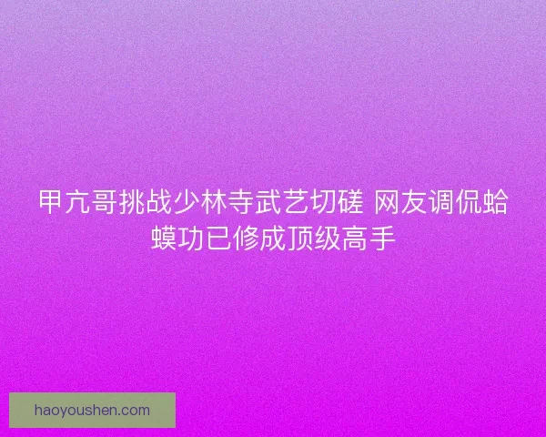 甲亢哥挑战少林寺武艺切磋 网友调侃蛤蟆功已修成顶级高手