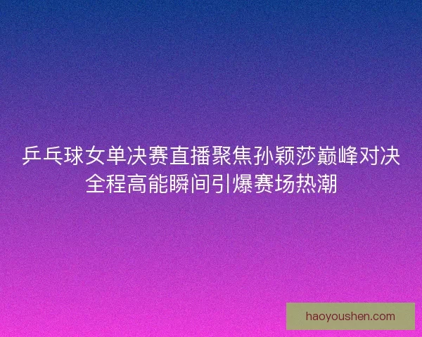 乒乓球女单决赛直播聚焦孙颖莎巅峰对决全程高能瞬间引爆赛场热潮