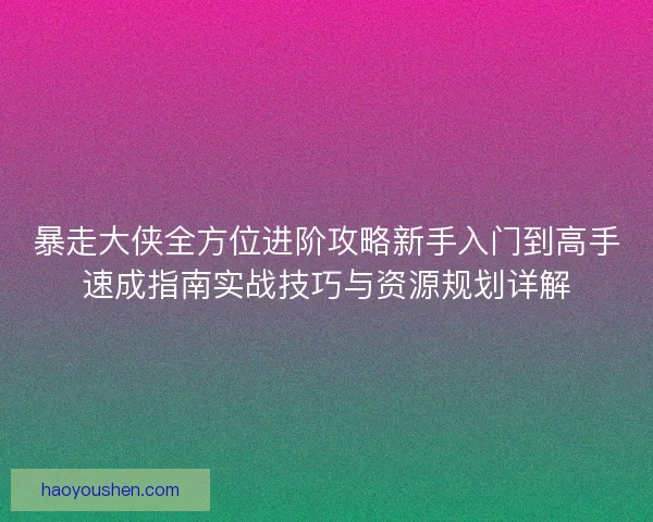 暴走大侠全方位进阶攻略新手入门到高手速成指南实战技巧与资源规划详解