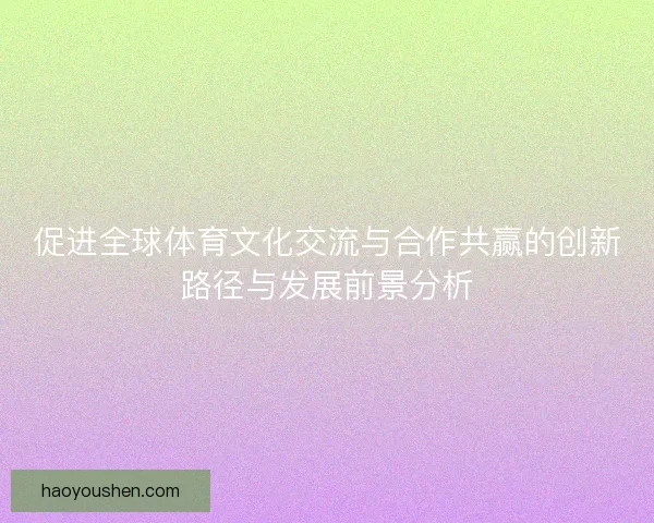 促进全球体育文化交流与合作共赢的创新路径与发展前景分析
