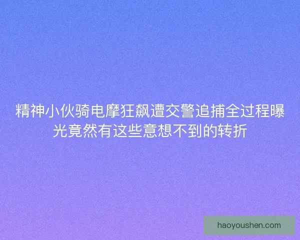 精神小伙骑电摩狂飙遭交警追捕全过程曝光竟然有这些意想不到的转折